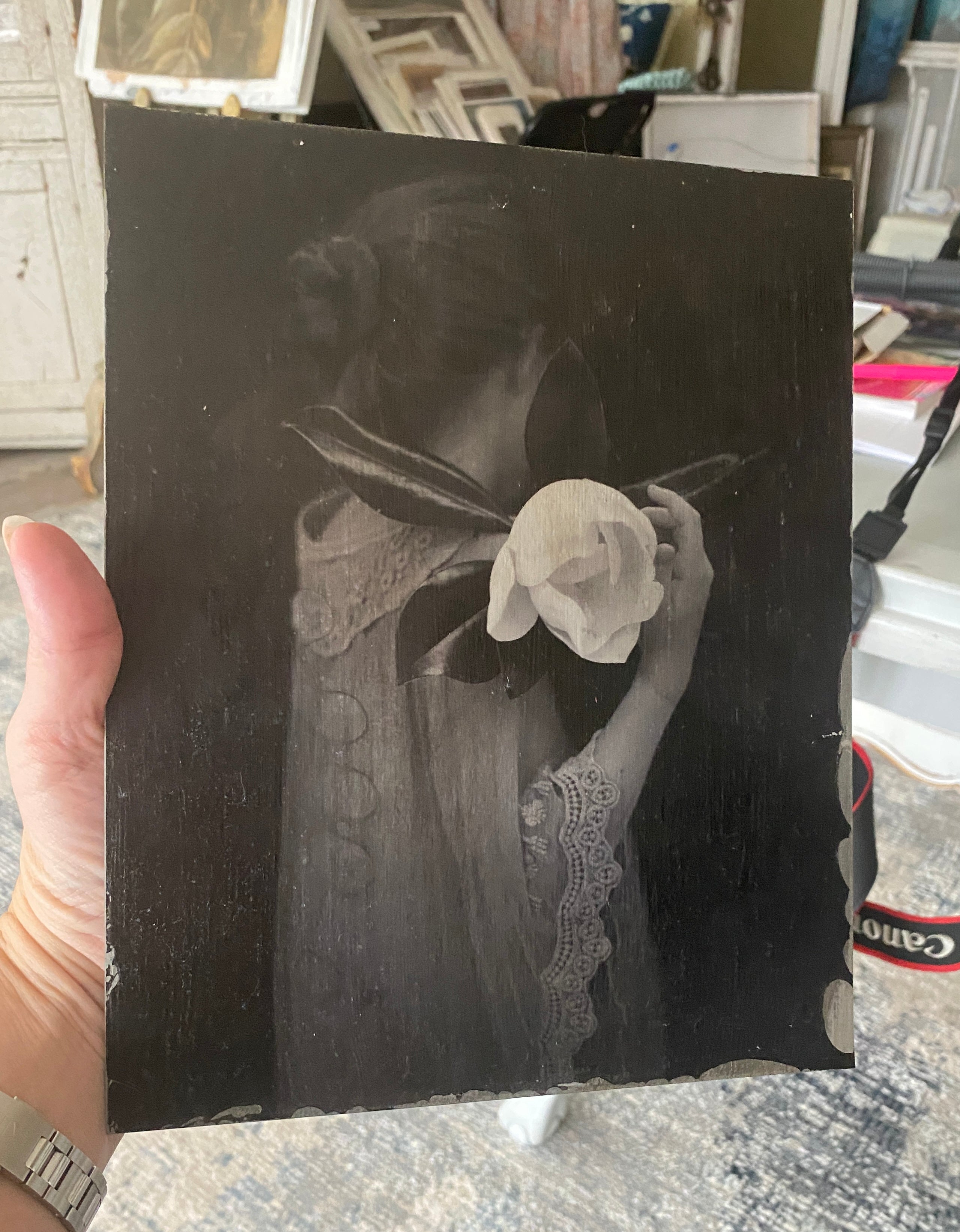 Magnolia Pigment Transfer on Metal